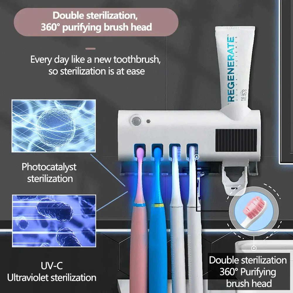 UV Sterilizing Toothbrush Holder & Paste Dispenser - Youvra